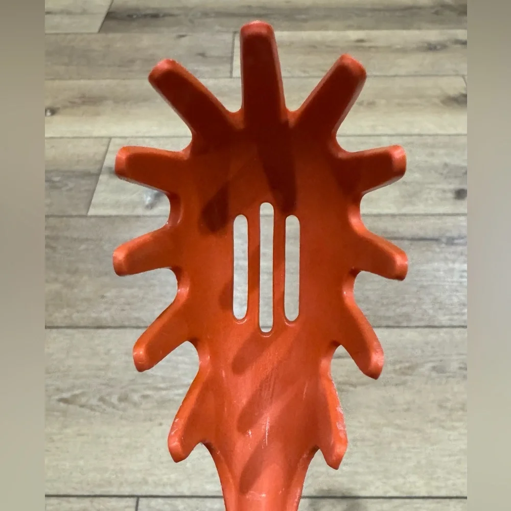 Vintage EKCO Orange Plastic Pasta‎ Serving Spoon